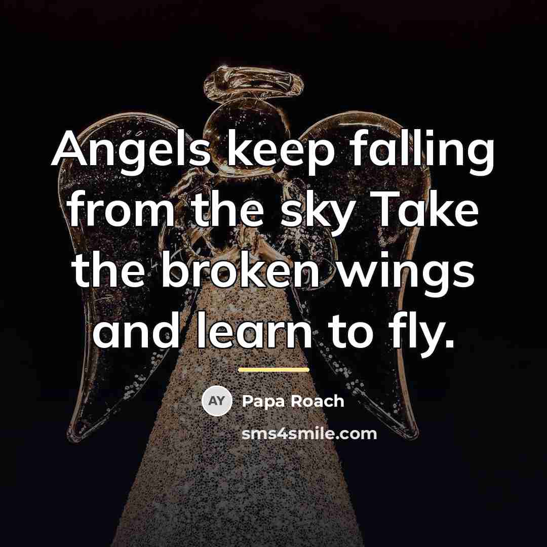 “Angels keep falling from the sky Take the broken wings…” quote by Papa Roach