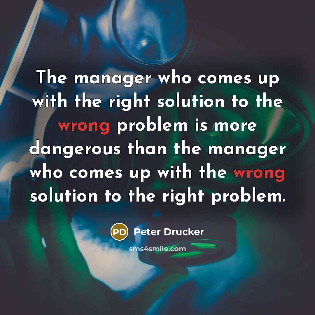 “The manager who comes up with the right solution to…” quote by Peter Drucker