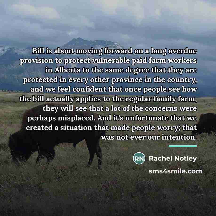 “Bill is about moving forward on a long overdue provision…” quote by Rachel Notley