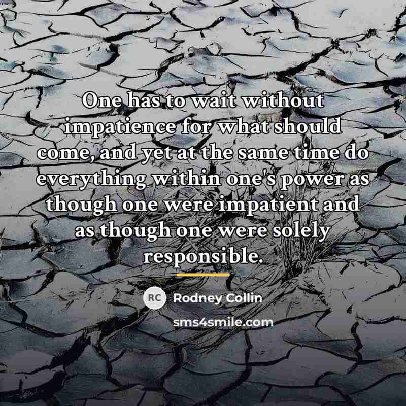 “One has to wait without impatience for what should come,…” quote by Rodney Collin