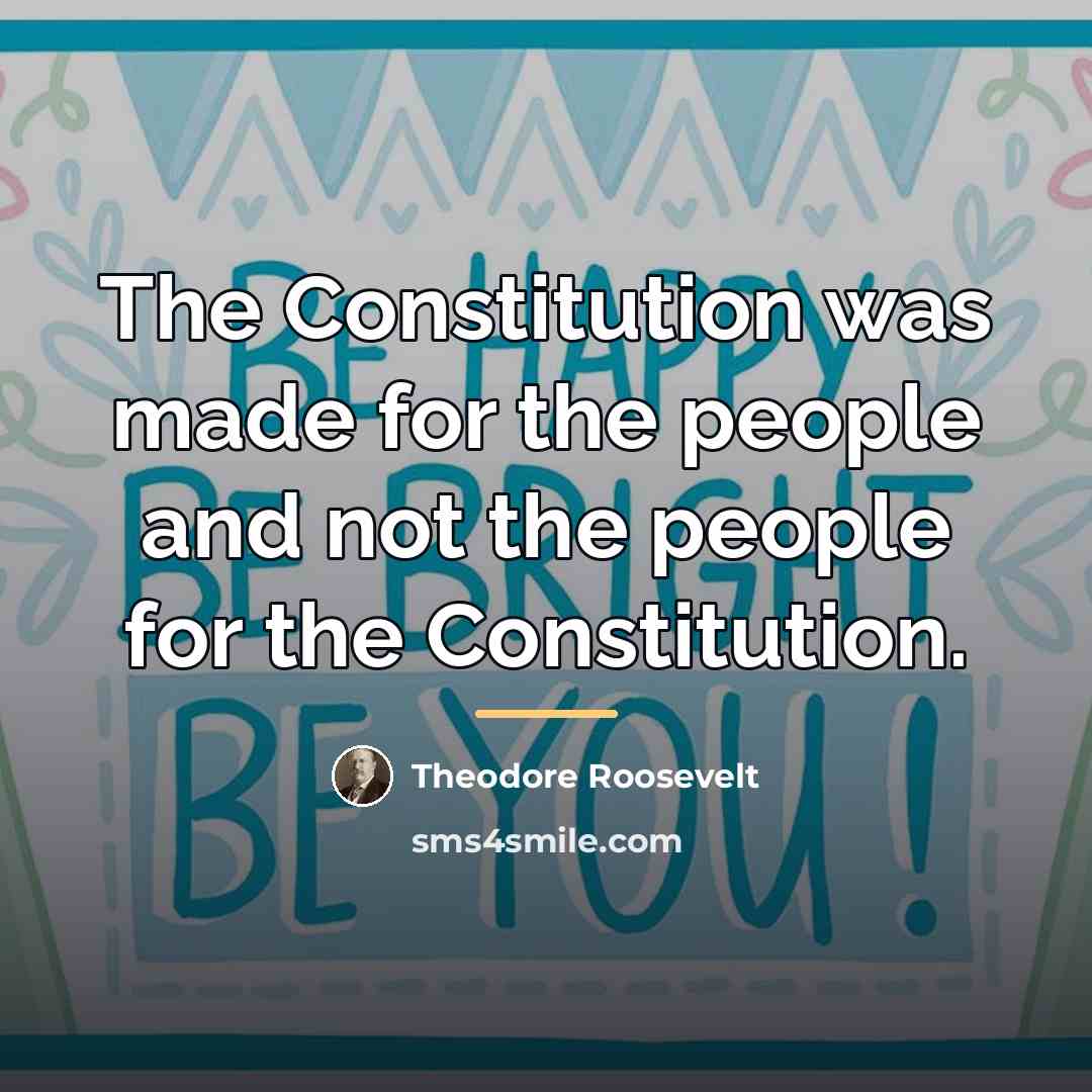 “The Constitution was made for the people and not the…” quote by Theodore Roosevelt