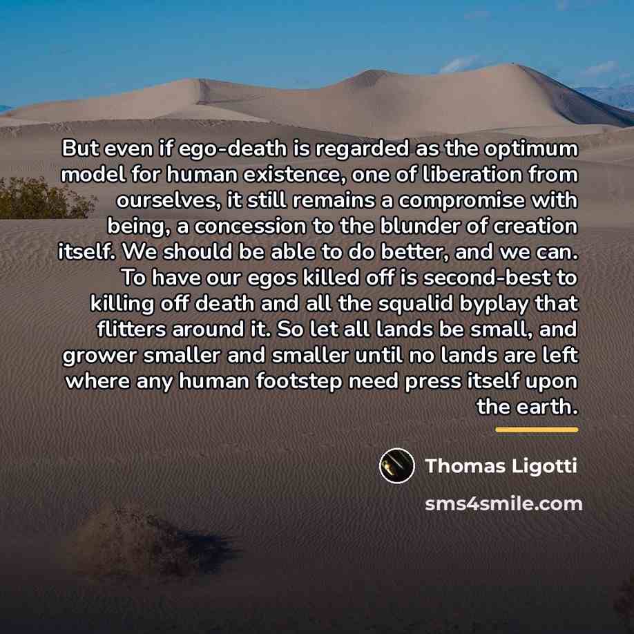 “But even if ego-death is regarded as the optimum model…” quote by Thomas Ligotti