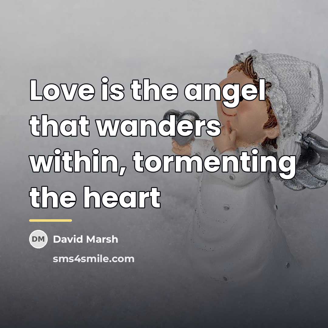 “Love is the angel that wanders within, tormenting the heart…” quote by David Marsh