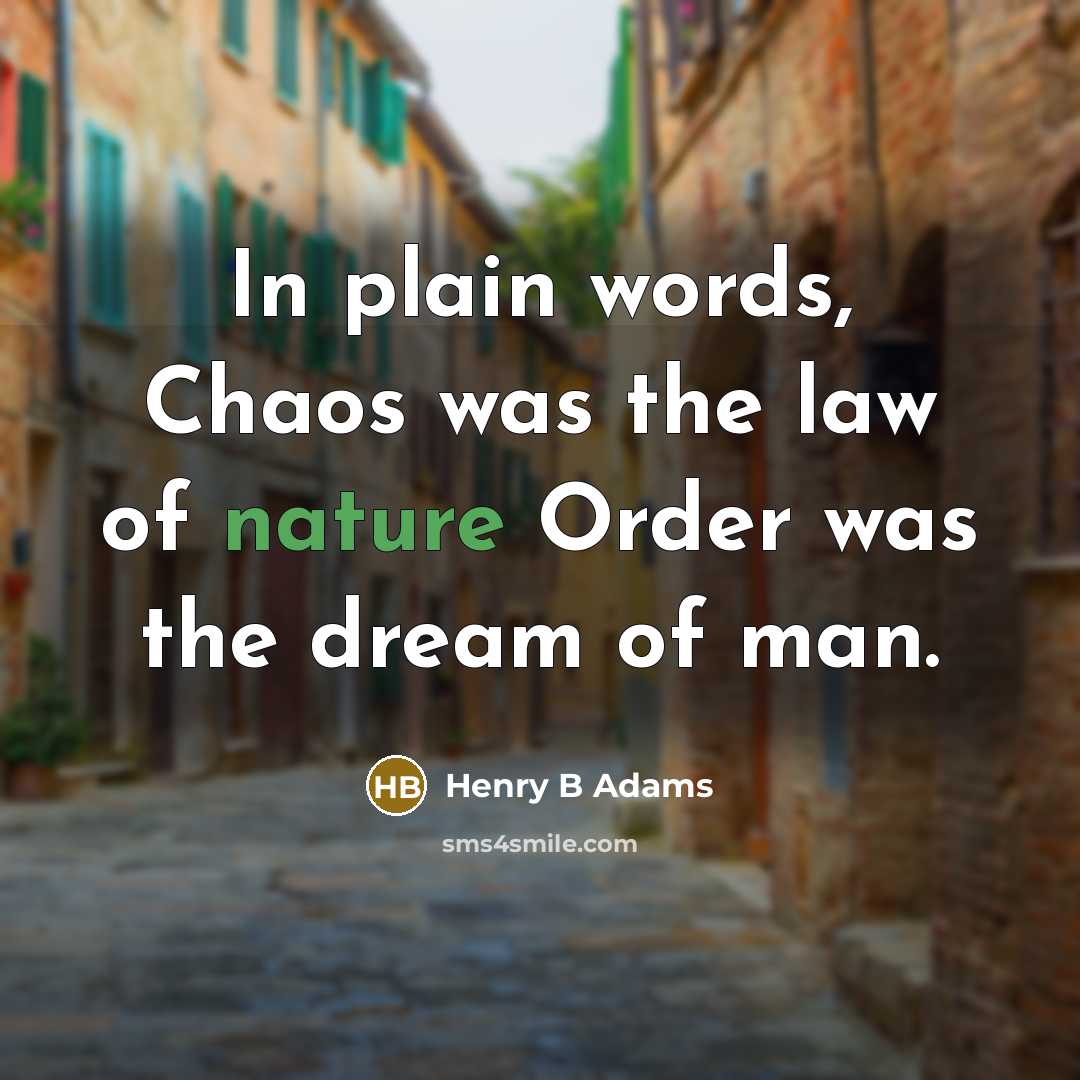 “In plain words, Chaos was the law of nature Order…” quote by Henry B Adams