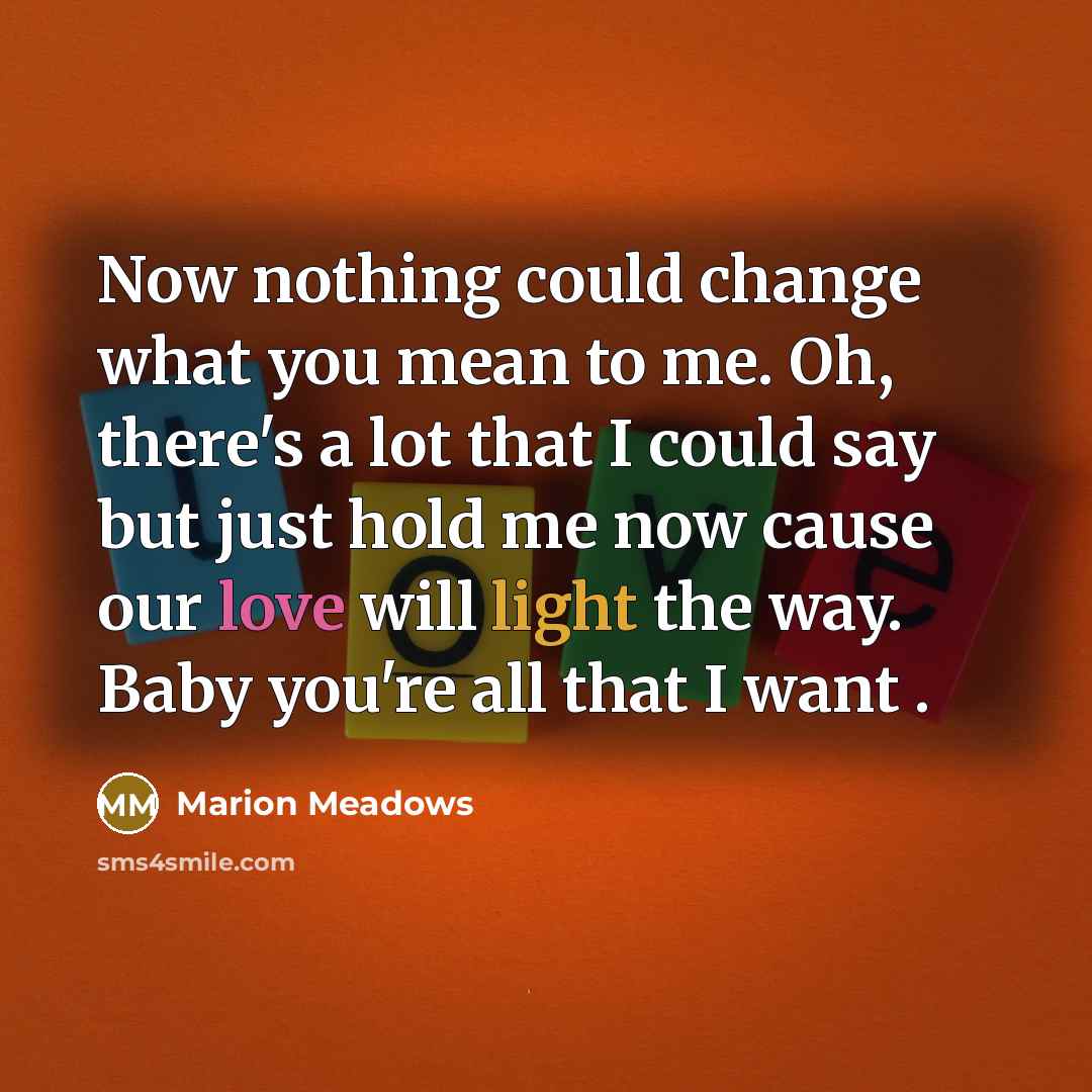 “Now nothing could change what you mean to me. Oh,…” quote by Marion Meadows