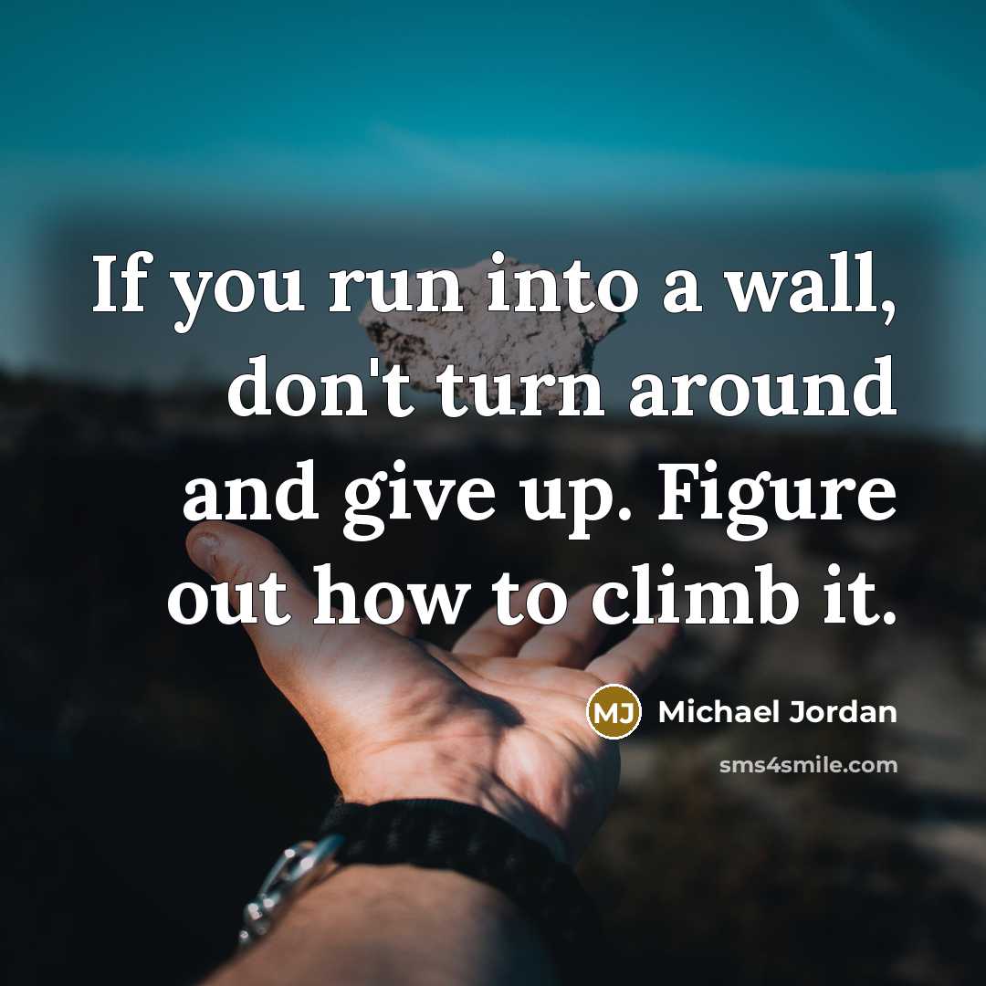 “If you run into a wall, don't turn around and…” quote by Michael Jordan