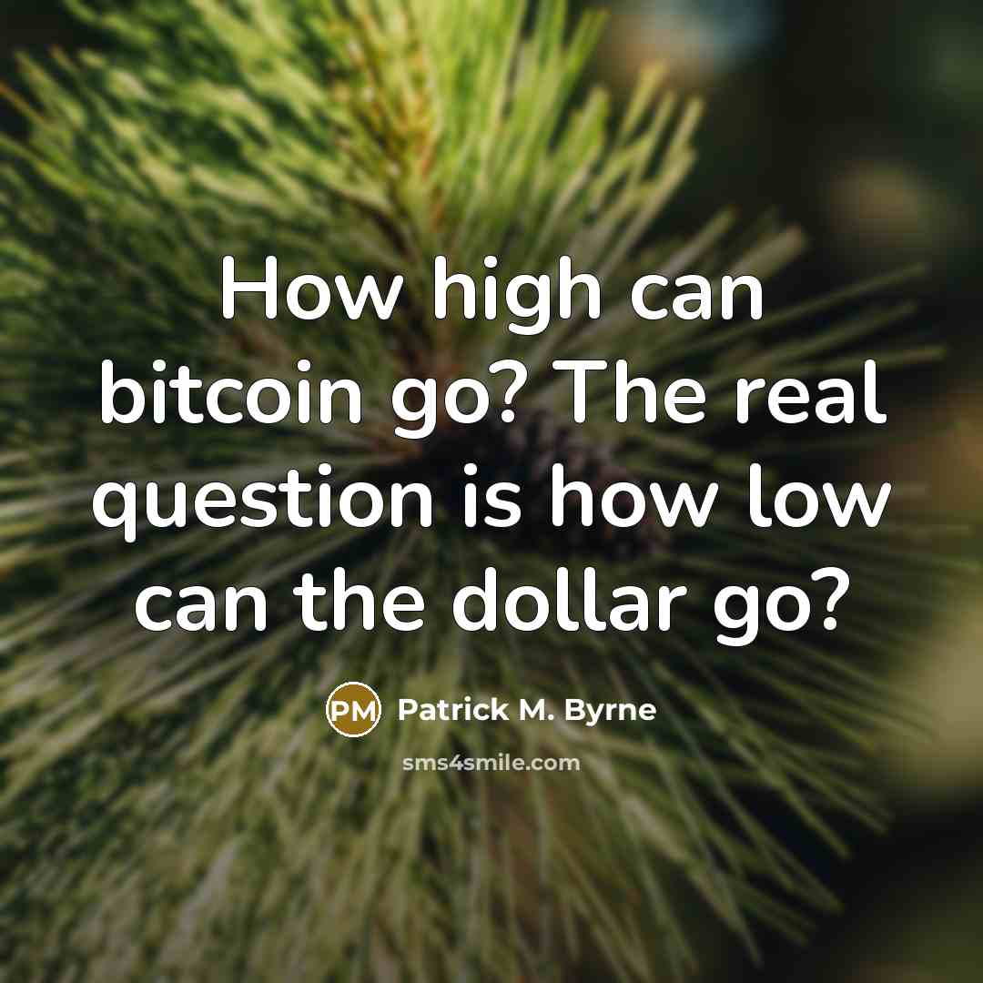 “How high can bitcoin go? The real question is how…” quote by Patrick M. Byrne