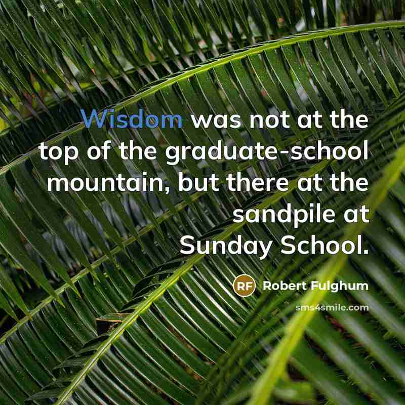 “Wisdom was not at the top of the graduate-school mountain,…” quote by Robert Fulghum