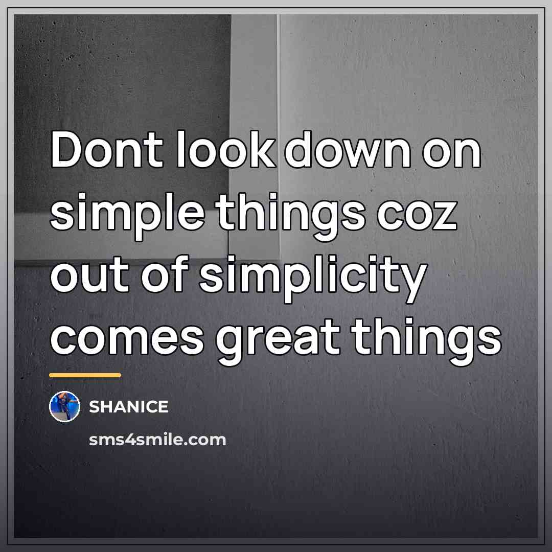 “Dont look down on simple things coz out of simplicity…” quote by Shanice