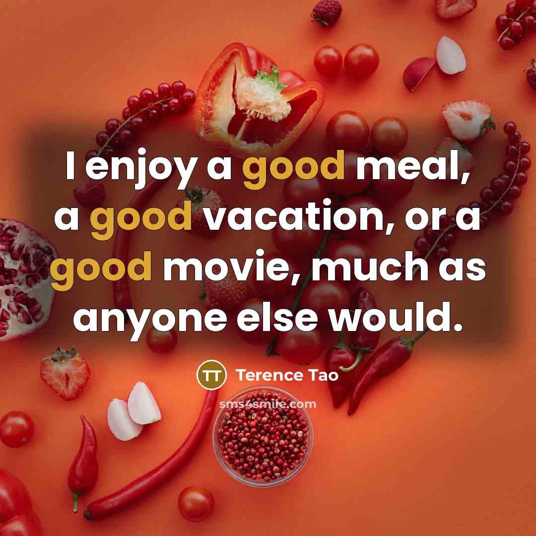 “I enjoy a good meal, a good vacation, or a…” quote by Terence Tao