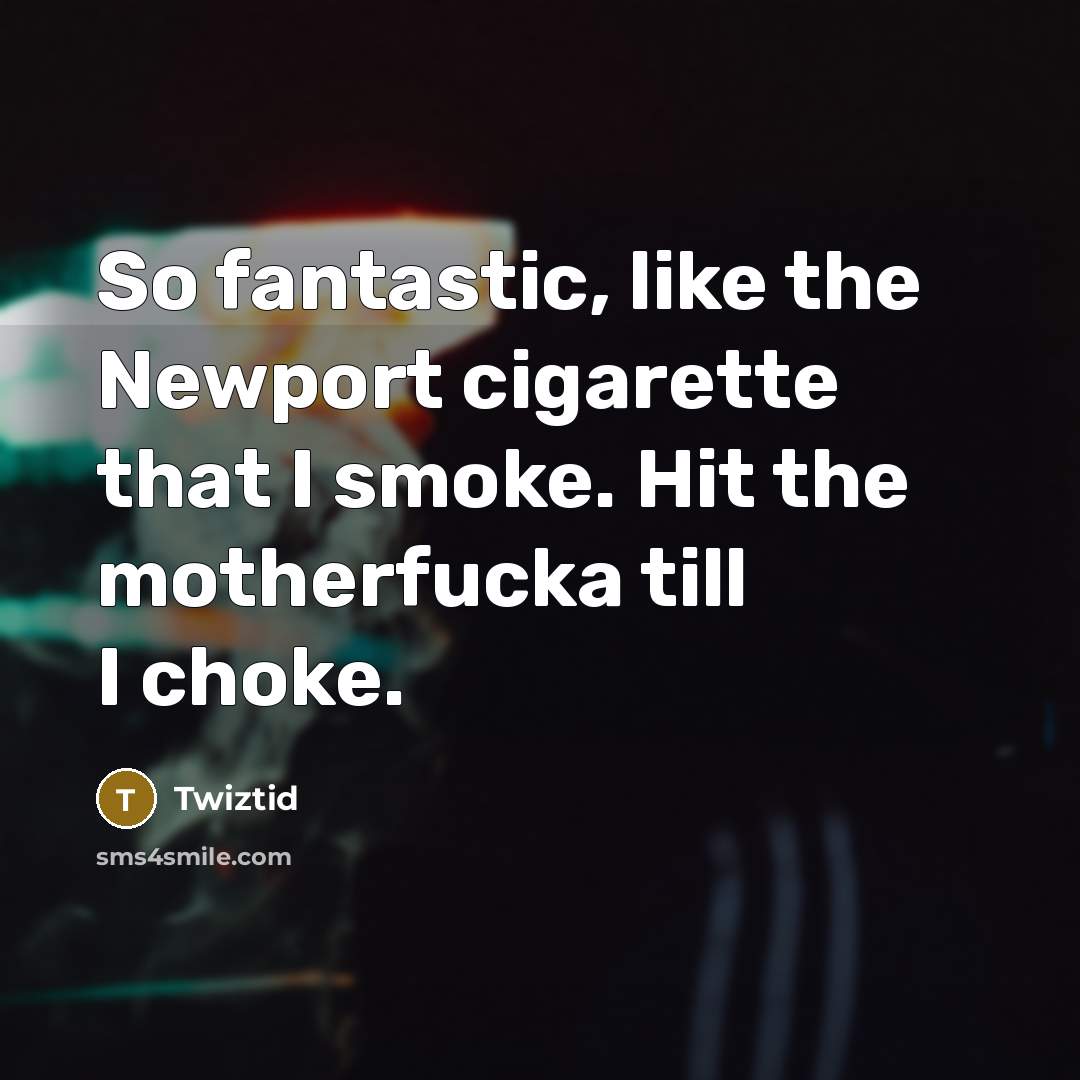 “So fantastic, like the Newport cigarette that I smoke. Hit…” quote by Twiztid