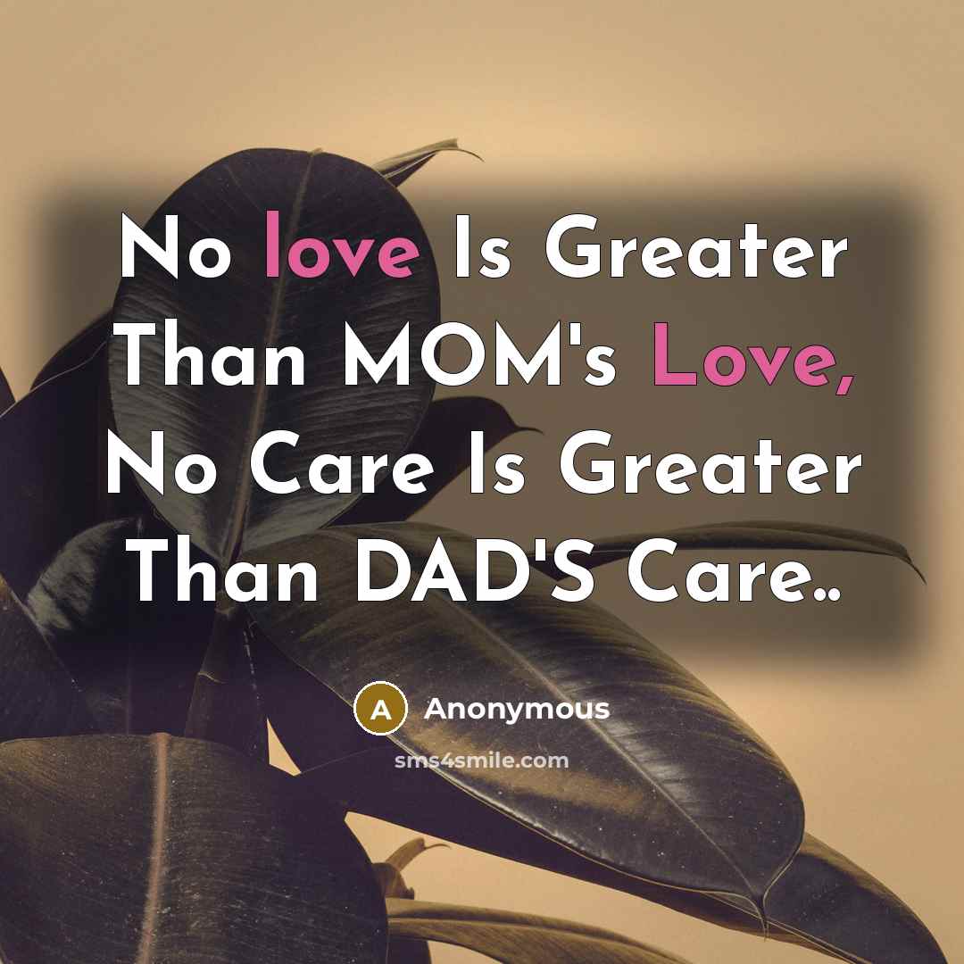 “No love Is Greater Than MOM's Love, No Care Is…” quote by Anonymous
