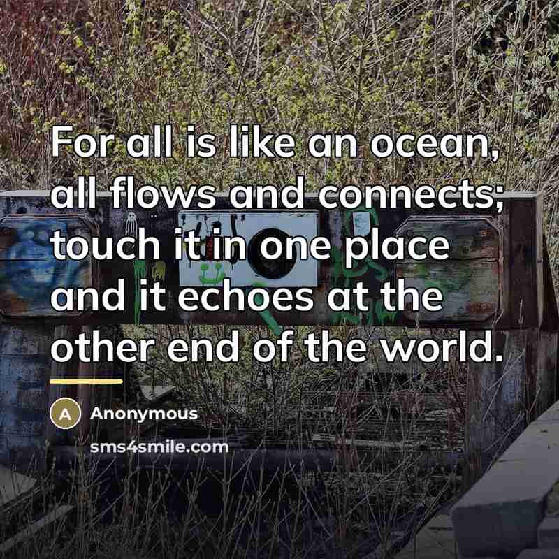 “For all is like an ocean, all flows and connects;…” quote by Anonymous