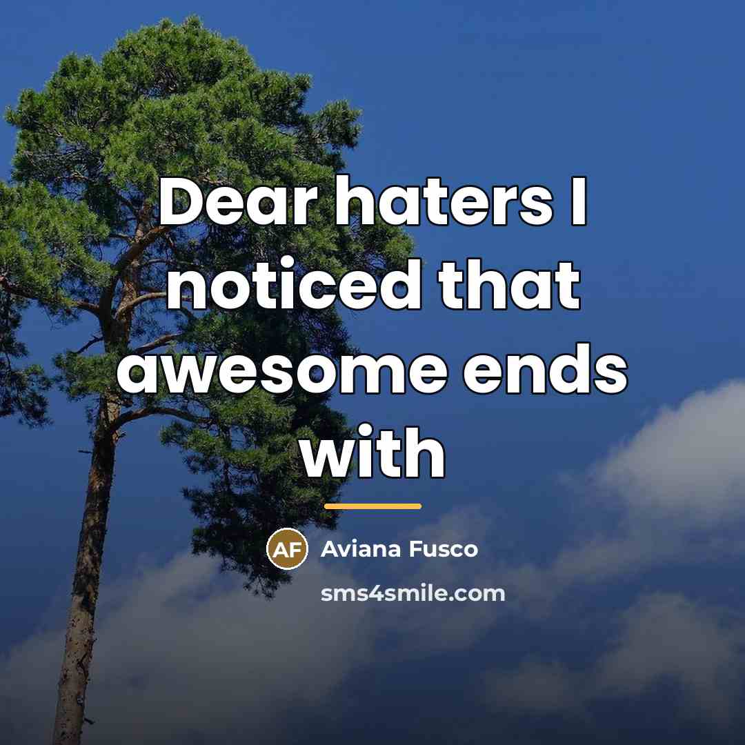 “Dear haters I noticed that awesome ends with…” quote by Aviana Fusco