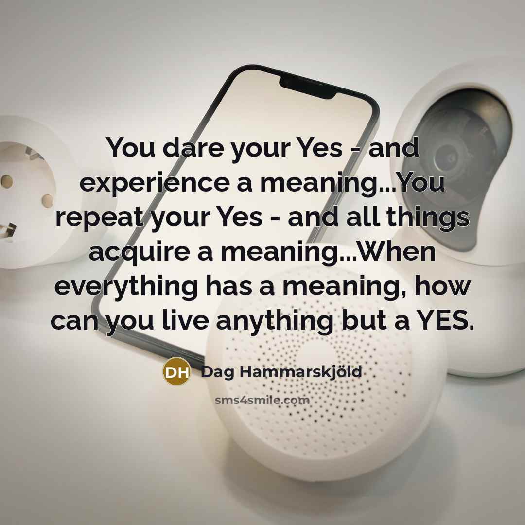 “You dare your Yes - and experience a meaning...You repeat…” quote by Dag Hammarskjold