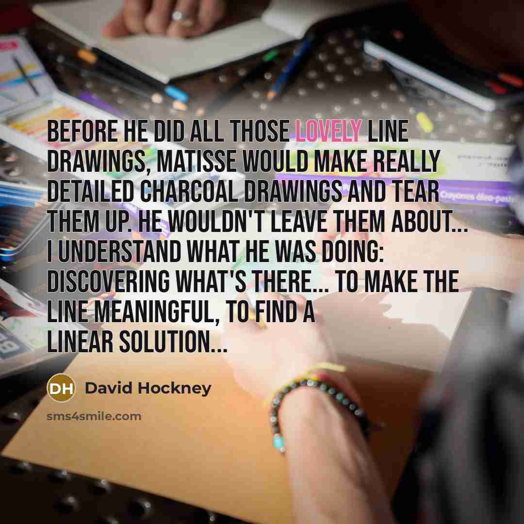 “Before he did all those lovely line drawings, Matisse would…” quote by David Hockney