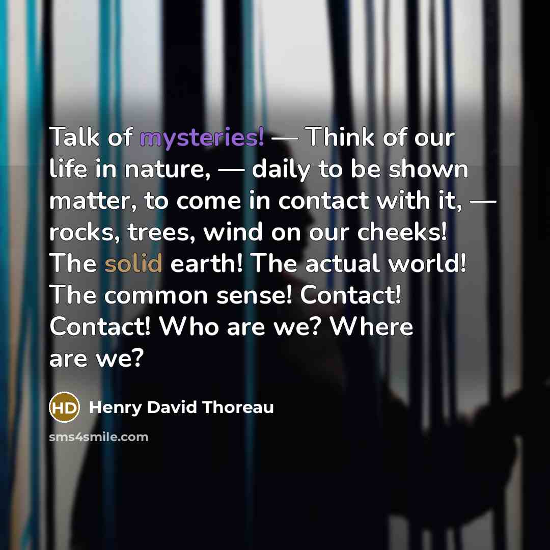 “Talk of mysteries! — Think of our life in nature,…” quote by Henry David Thoreau