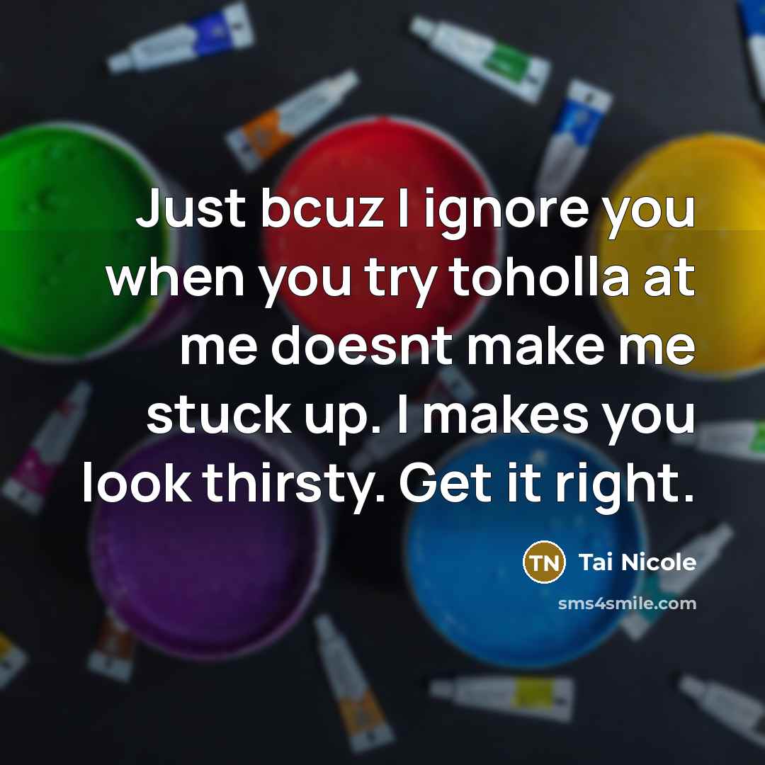 “Just bcuz I ignore you when you try toholla at…” quote by Tai Nicole