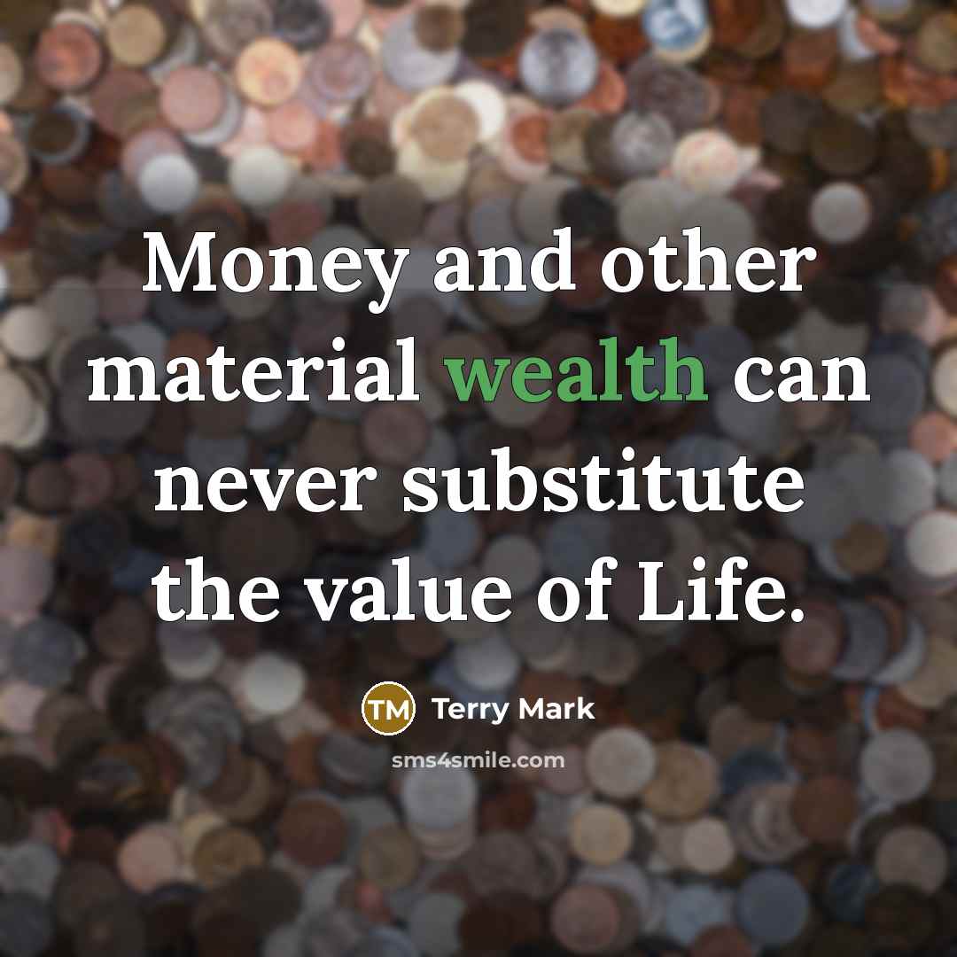“Money and other material wealth can never substitute the value…” quote by Terry Mark