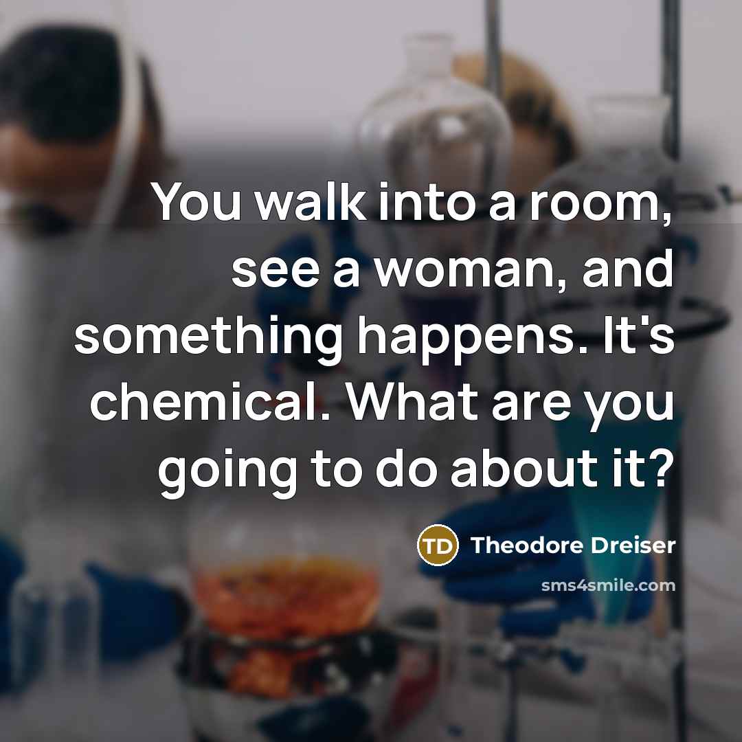 “You walk into a room, see a woman, and something…” quote by Theodore Dreiser