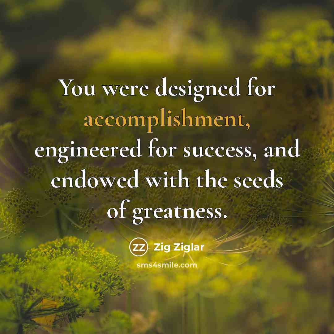 “You were designed for accomplishment, engineered for success, and endowed…” quote by Zig Ziglar