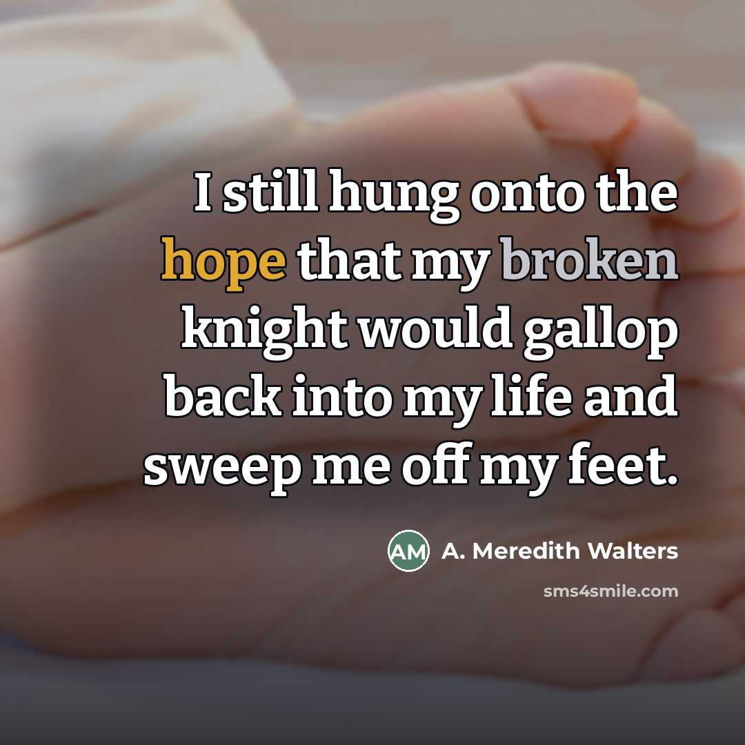 “I still hung onto the hope that my broken knight…” quote by A. Meredith Walters