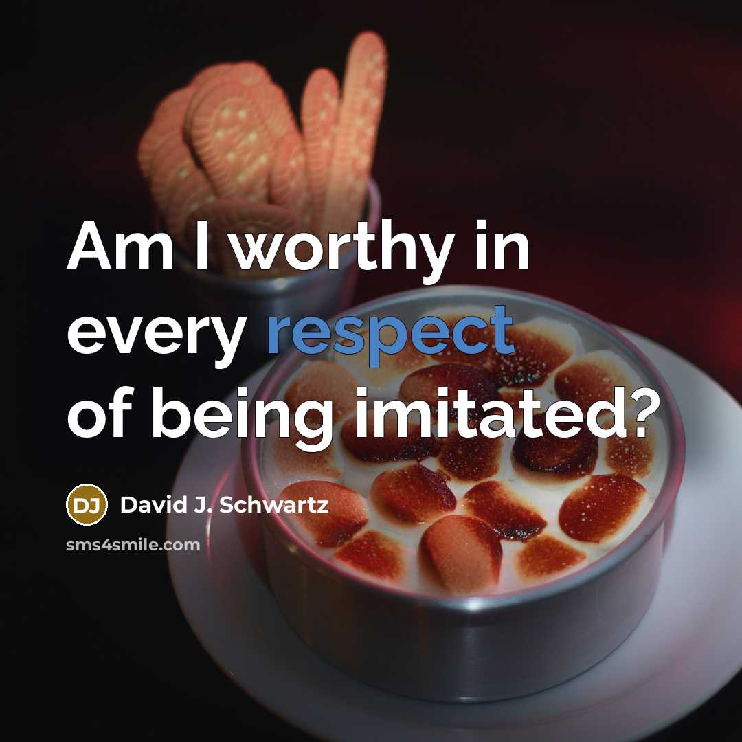 “Am I worthy in every respect of being imitated?” quote by David J. Schwartz