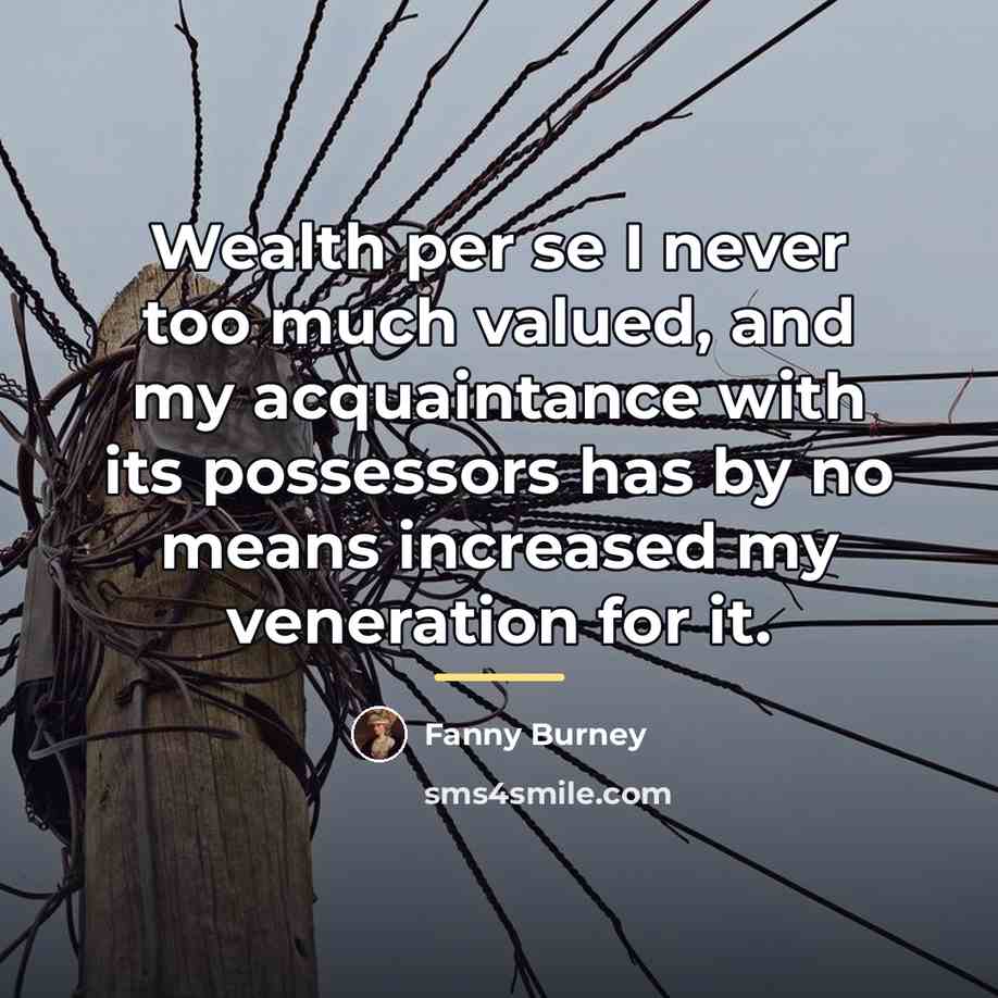 “Wealth per se I never too much valued, and my…” quote by Fanny Burney