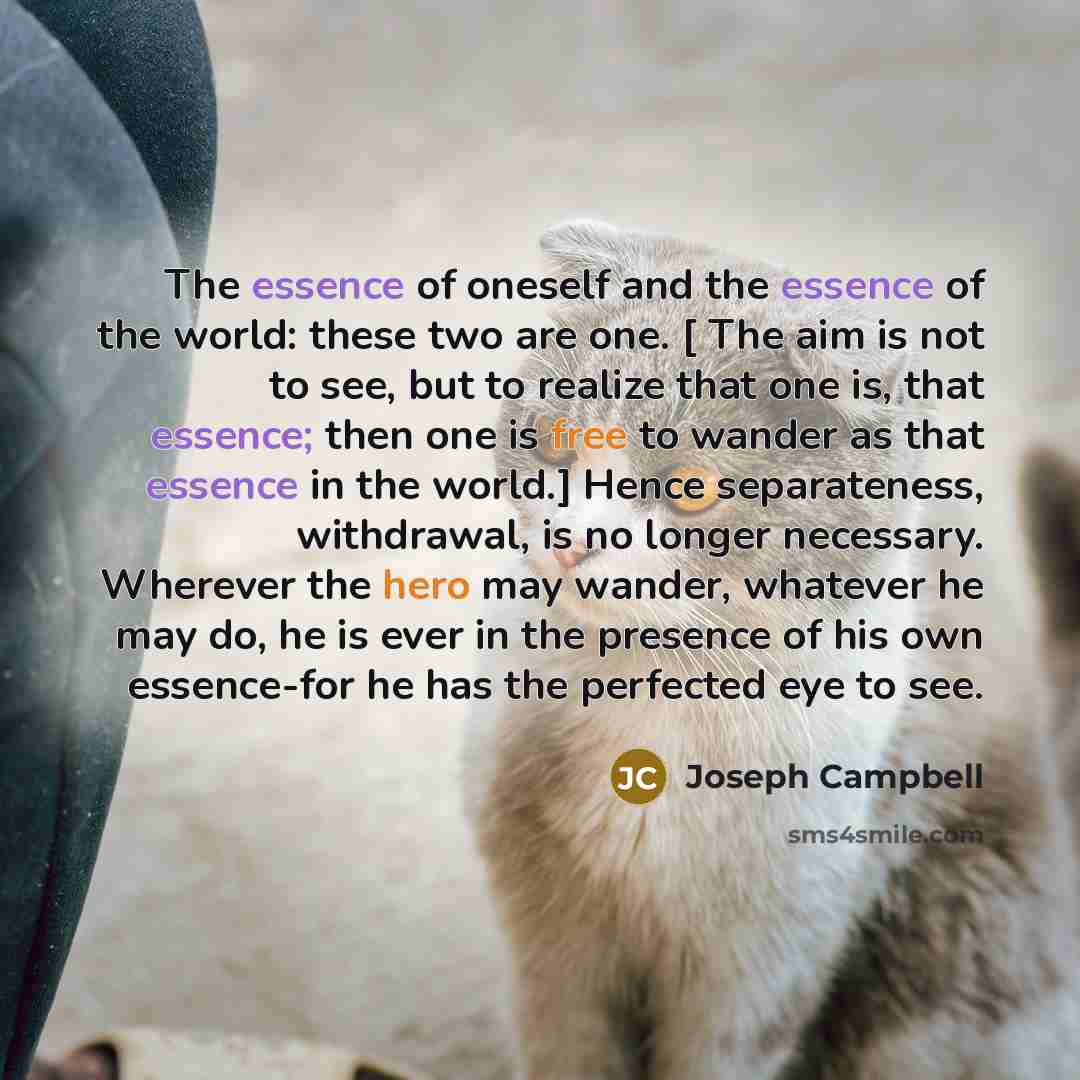 “The essence of oneself and the essence of the world:…” quote by Joseph Campbell