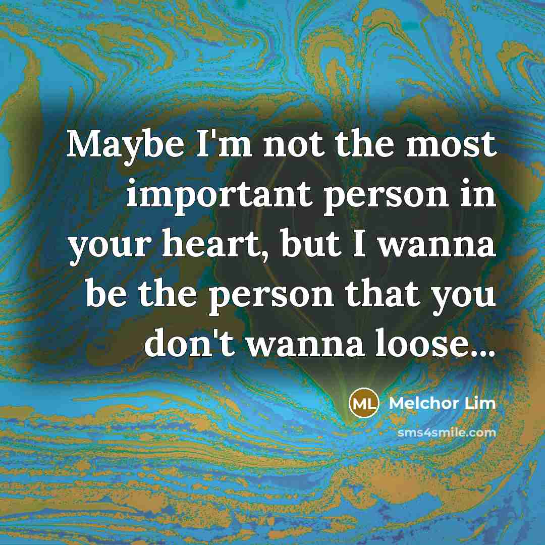 “Maybe I'm not the most important person in your heart,…” quote by Melchor Lim