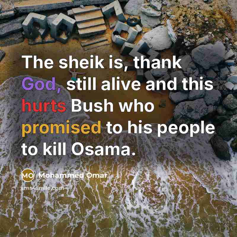 “The sheik is, thank God, still alive and this hurts…” quote by Mohammed Omar