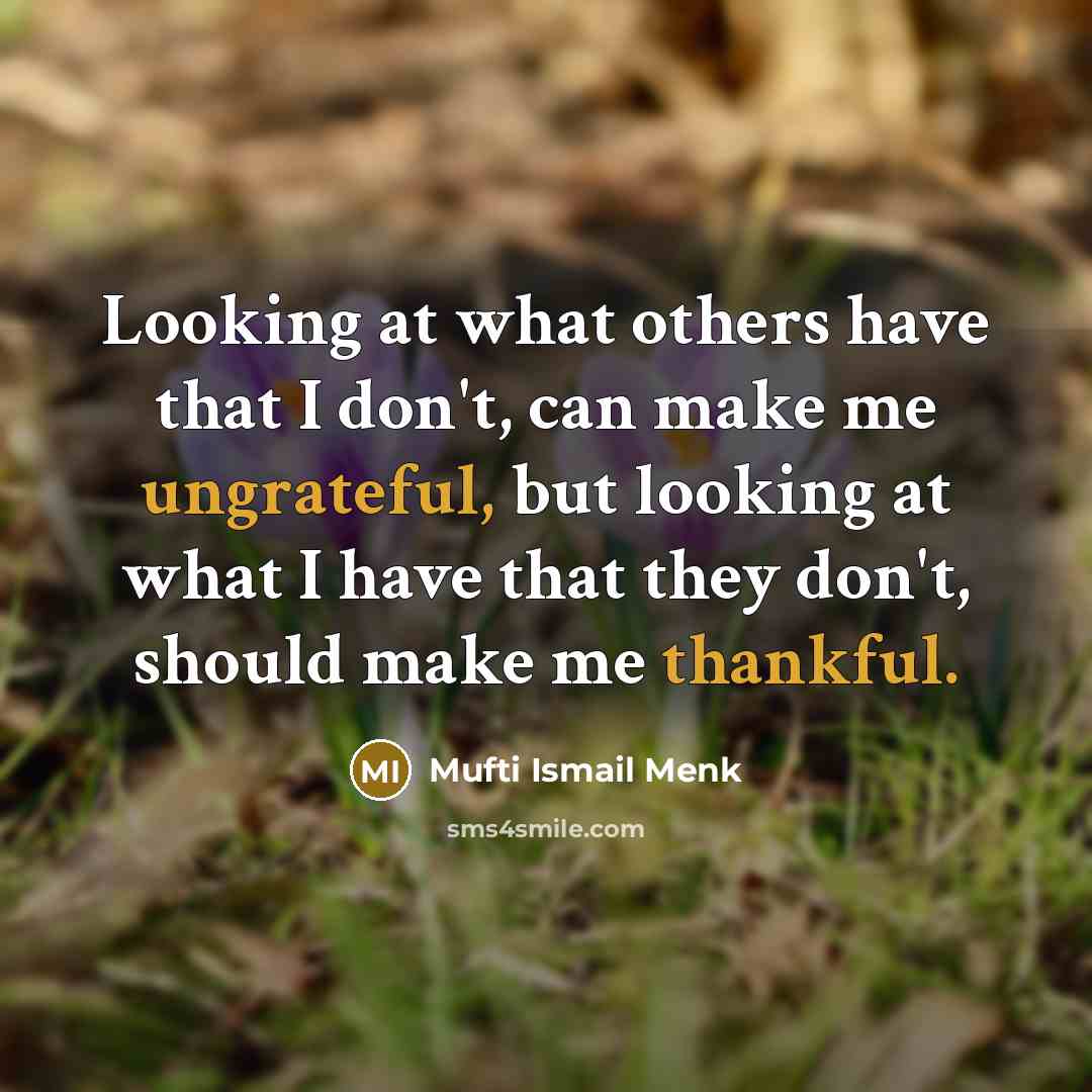 “Looking at what others have that I don't, can make…” quote by Mufti Ismail Menk