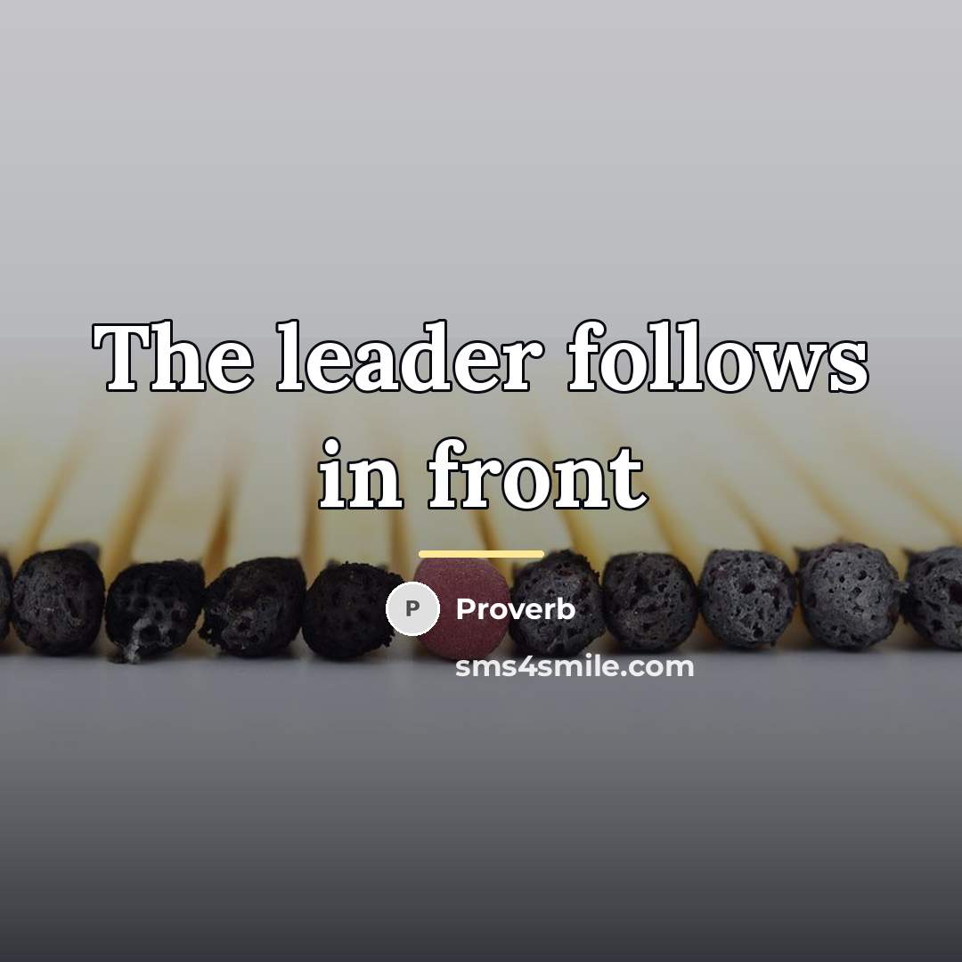 “The leader follows in front…” quote by Proverb
