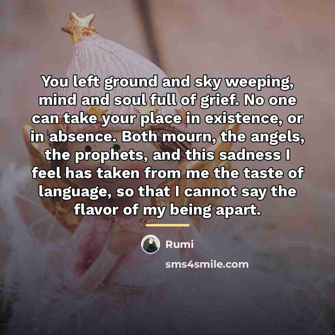 “You left ground and sky weeping, mind and soul full…” quote by Rumi