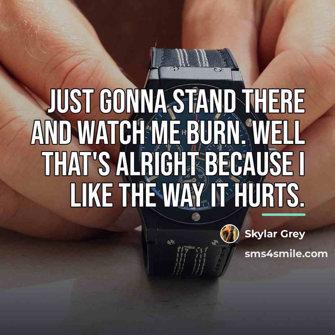 “Just gonna stand there and watch me burn. Well that's…” quote by Skylar Grey