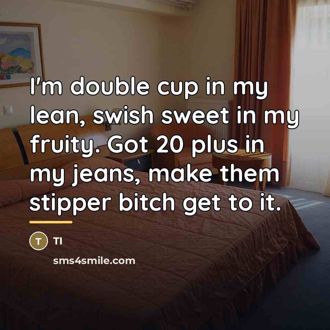 “I'm double cup in my lean, swish sweet in my…” quote by TI