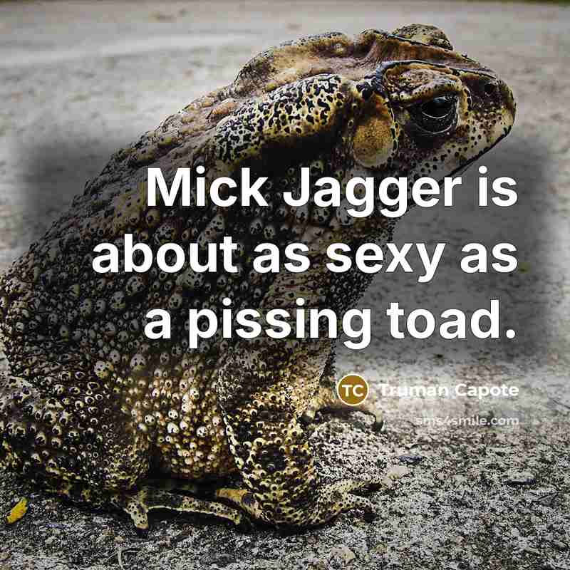 “Mick Jagger is about as sexy as a pissing toad.…” quote by Truman Capote