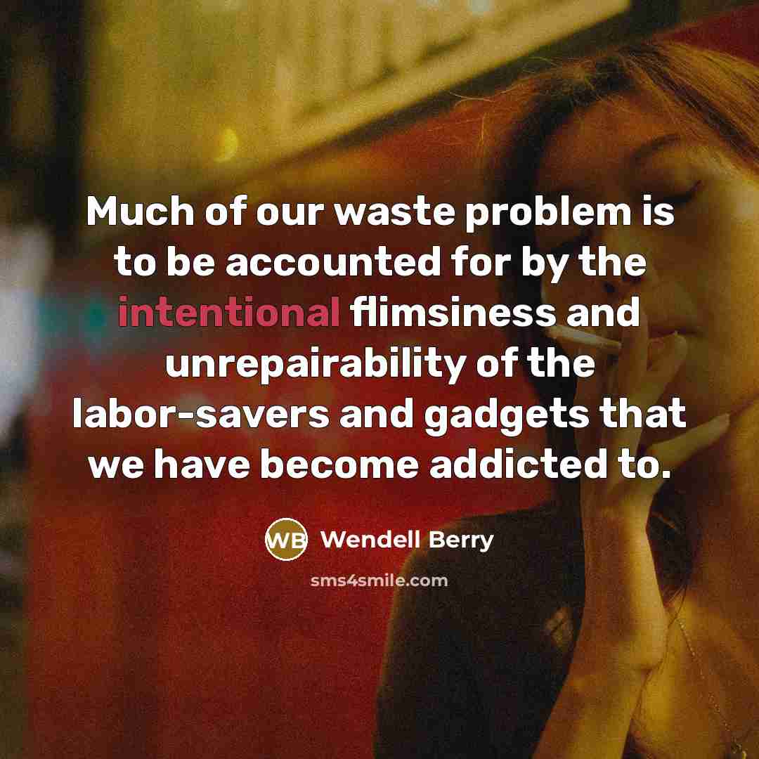 “Much of our waste problem is to be accounted for…” quote by Wendell Berry
