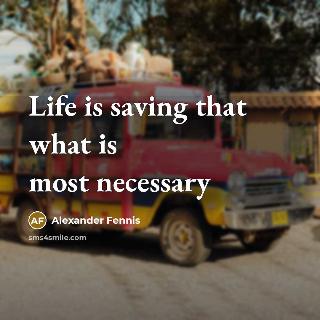 “Life is saving that what is most necessary…” quote by Alexander Fennis