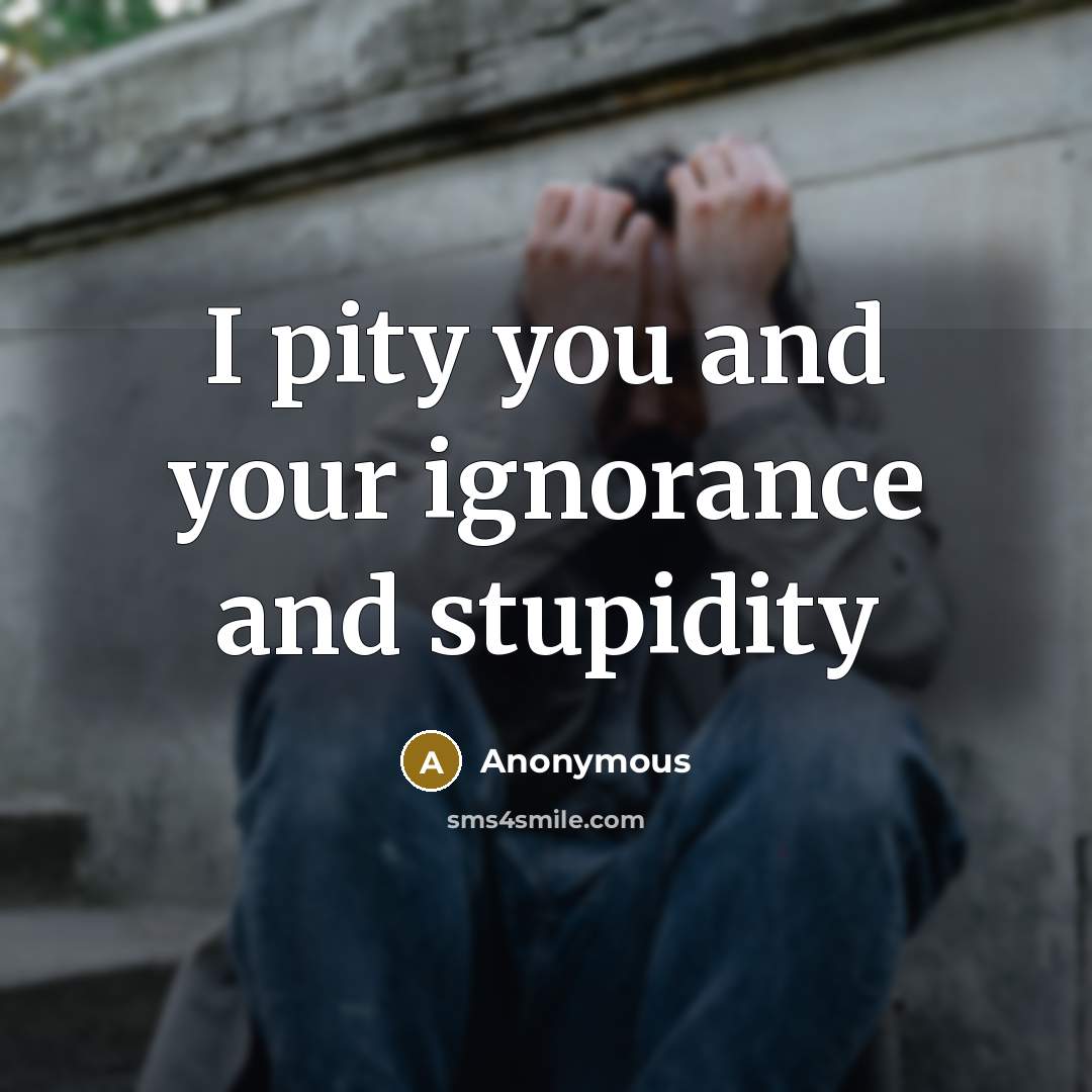 “I pity you and your ignorance and stupidity…” quote by Anonymous