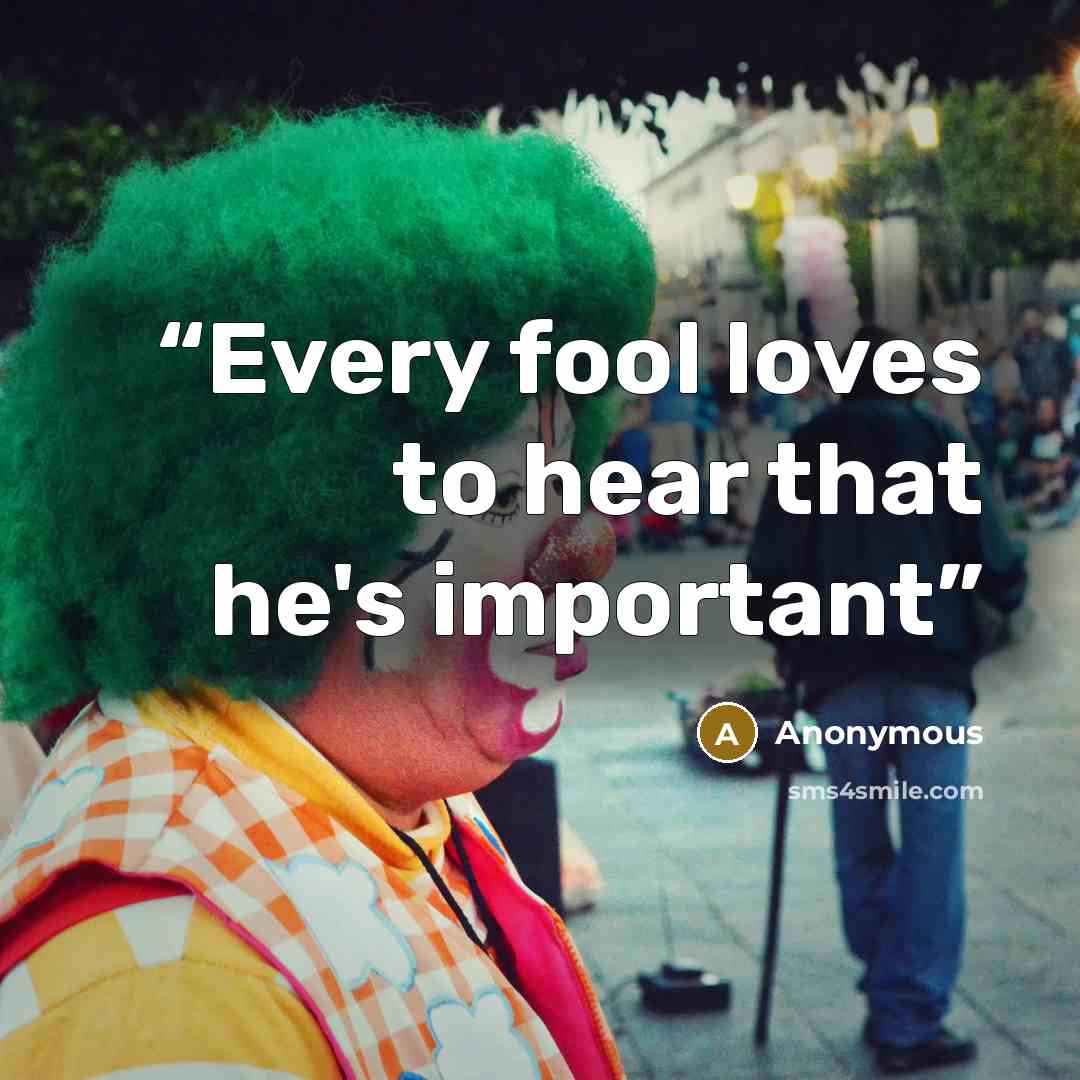 “Every fool loves to hear that he's important” quote by Anonymous