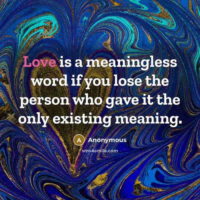 “Love is a meaningless word if you lose the person…” quote by Anonymous