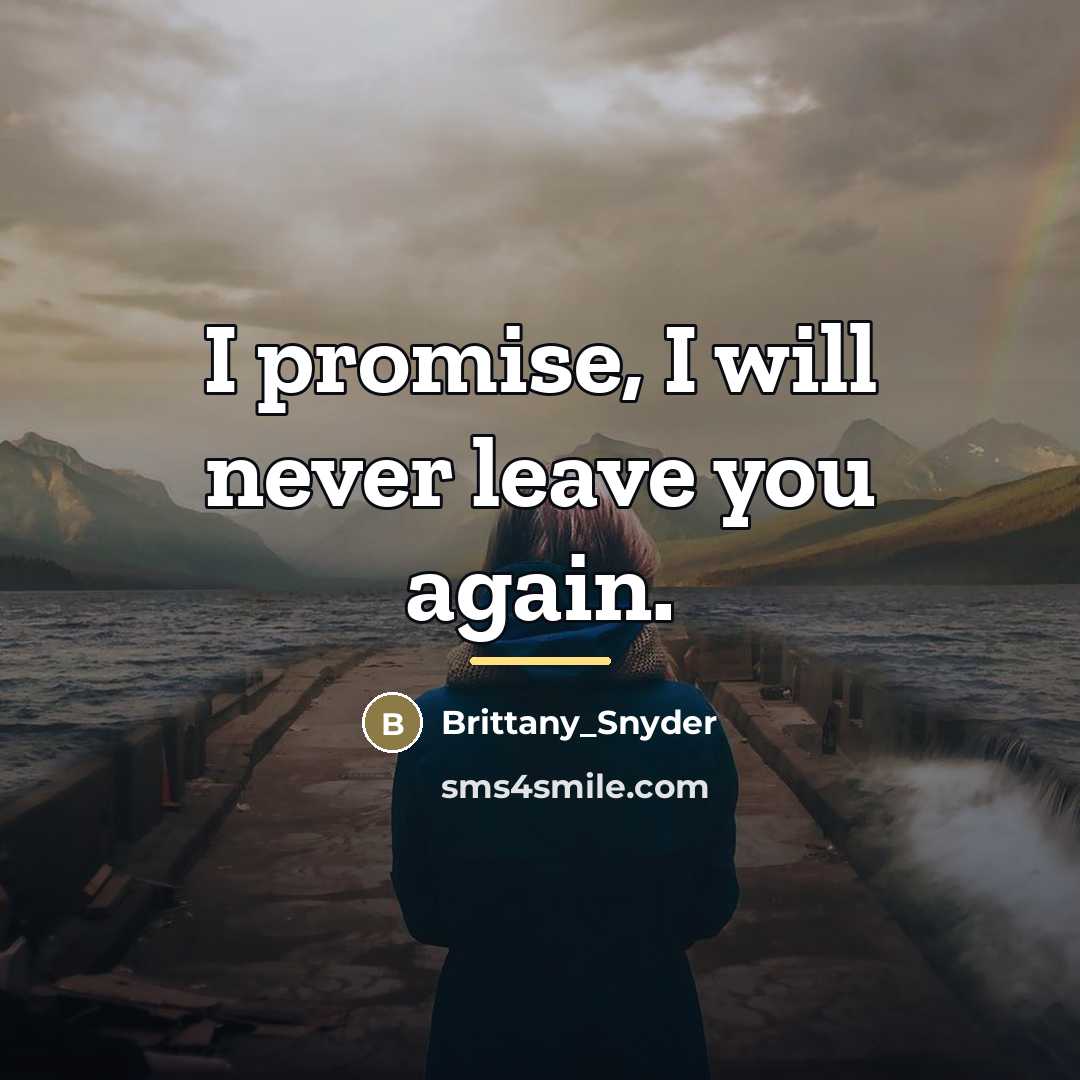 “I promise, I will never leave you again.…” quote by Brittany_Snyder