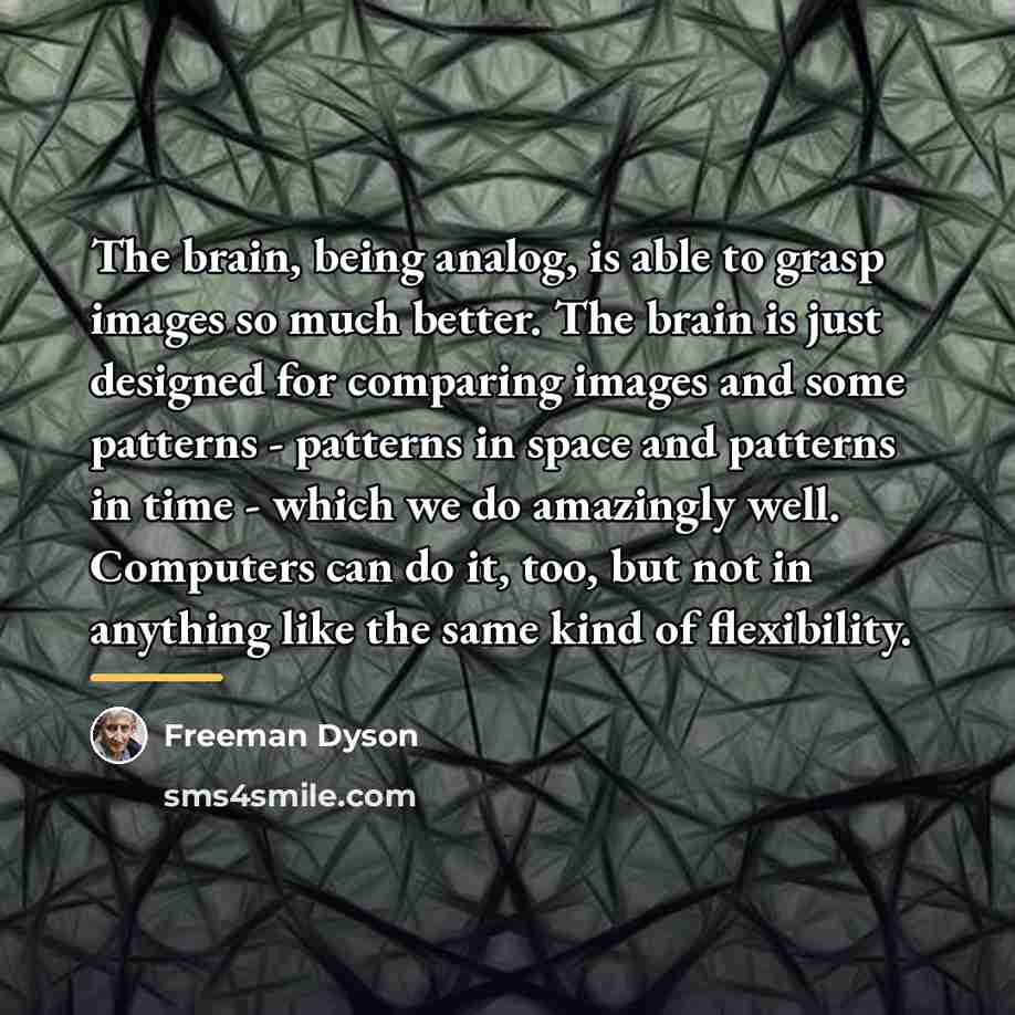 “The brain, being analog, is able to grasp images so…” quote by Freeman Dyson