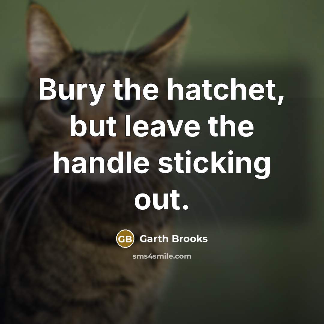 “Bury the hatchet, but leave the handle sticking out.…” quote by Garth Brooks