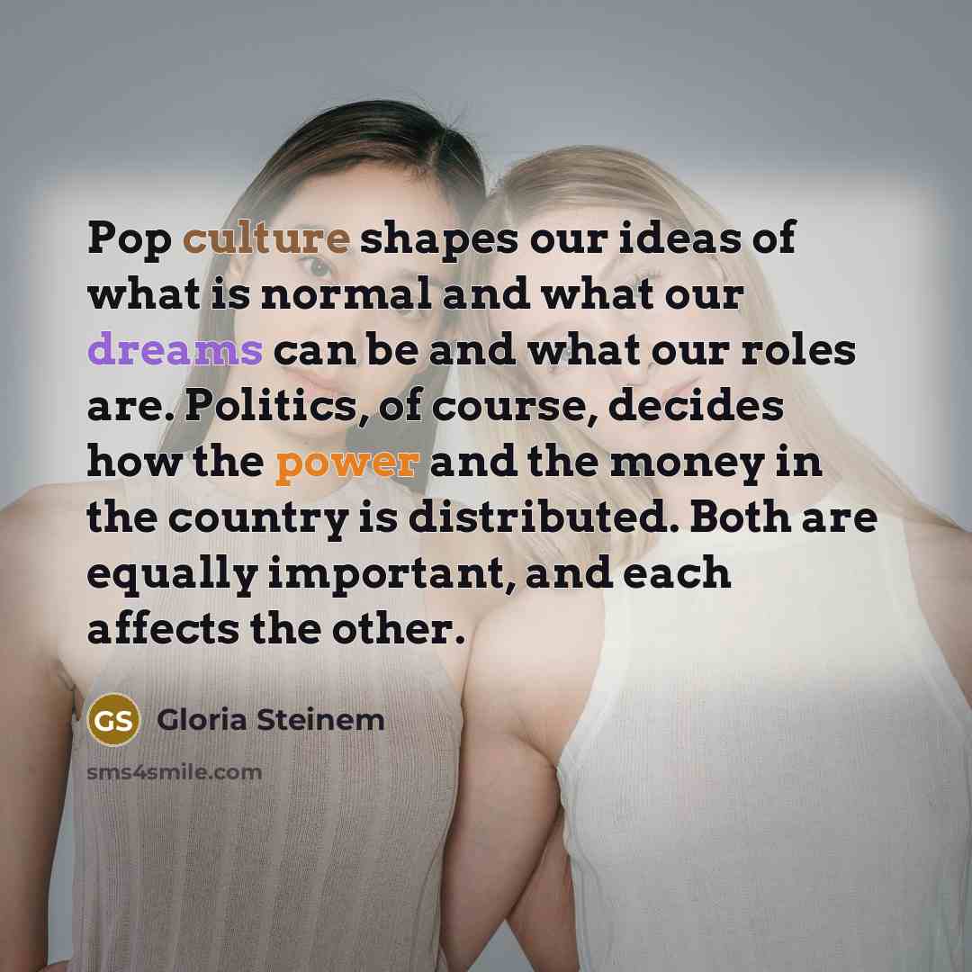 “Pop culture shapes our ideas of what is normal and…” quote by Gloria Steinem