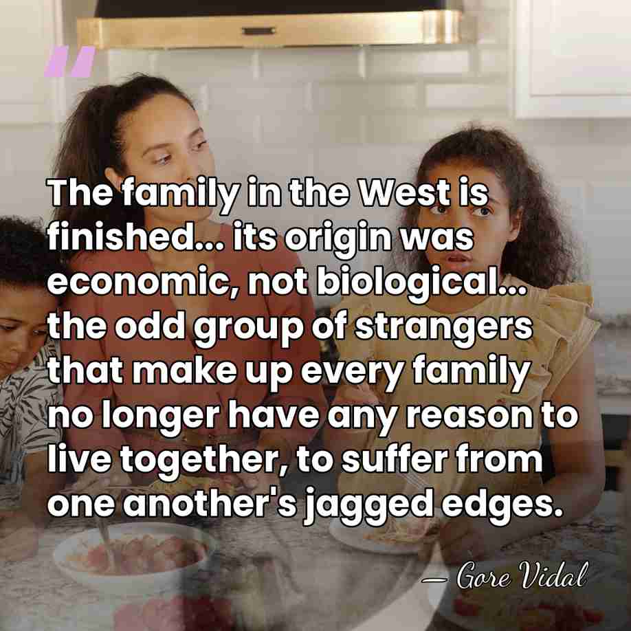 The family in the West is finished... its origin was economic, not&hellip; - Gore Vidal