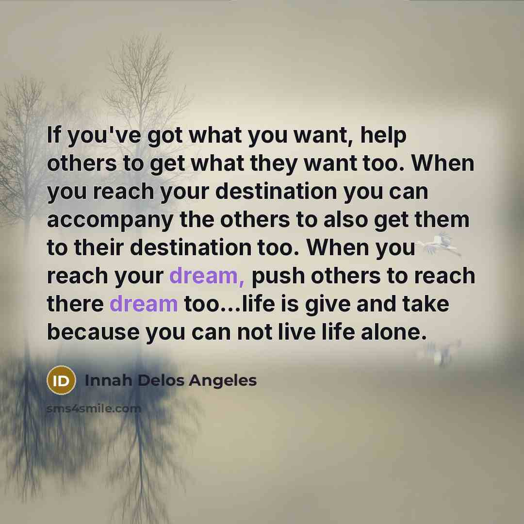 “If you've got what you want, help others to get…” quote by Innah Delos Angeles