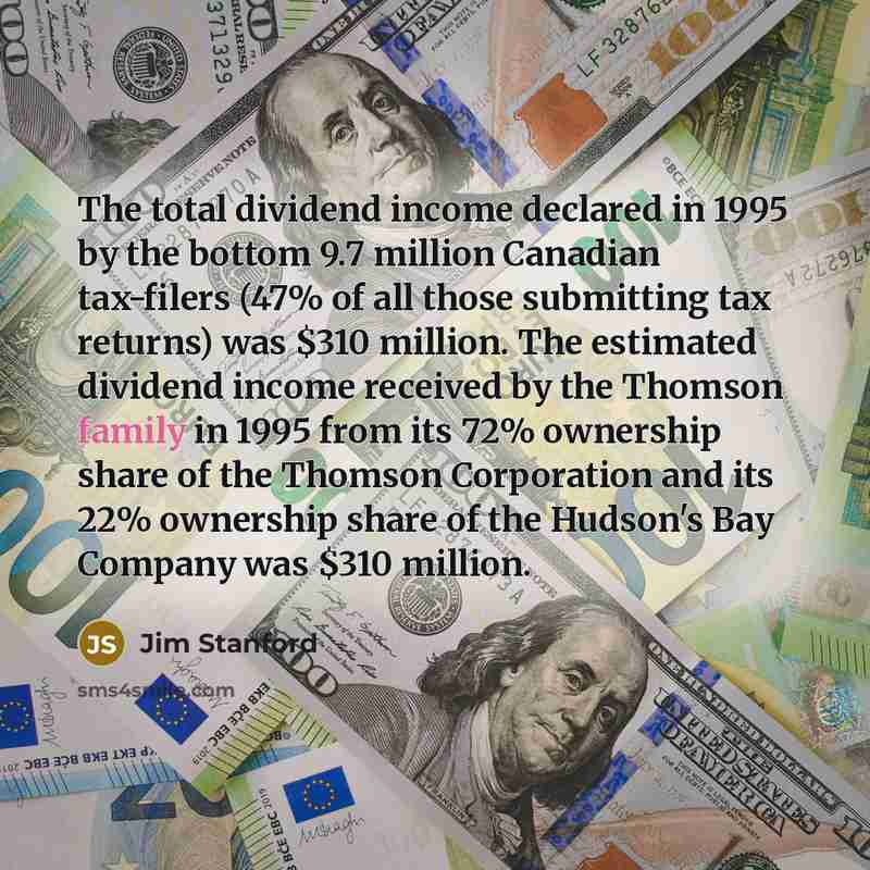 “The total dividend income declared in 1995 by the bottom…” quote by Jim Stanford