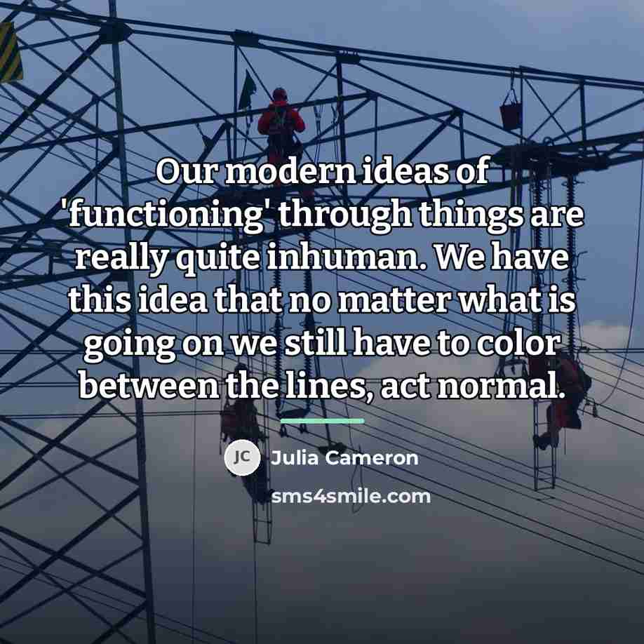“Our modern ideas of 'functioning' through things are really quite…” quote by Julia Cameron